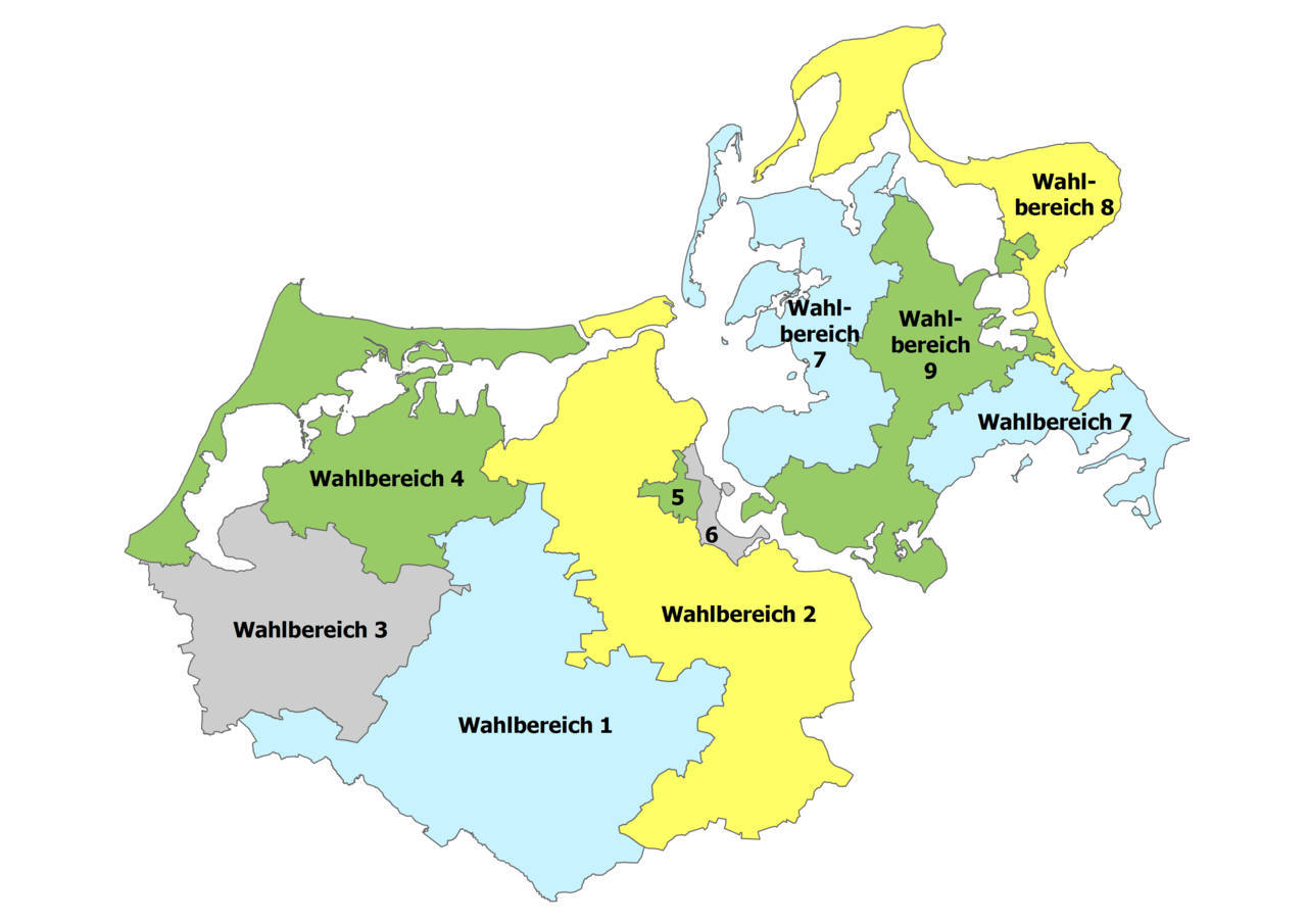 Karte zur Einteilung der Wahlbereiche (Kommunalwahl 2014)