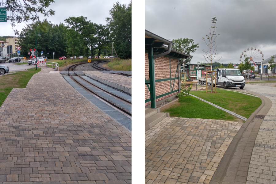 Zur Fertigstellung Bahnsteig und Bahnhofsvorplatz Sellin Ost im Juli 2020