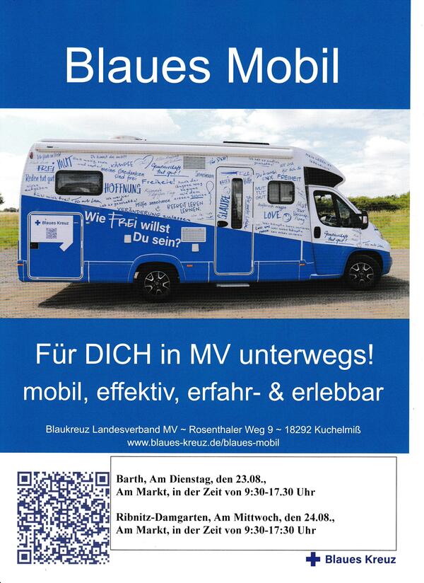 Plakat Blaues Mobil in Barth & Ribnitz-Damgarten