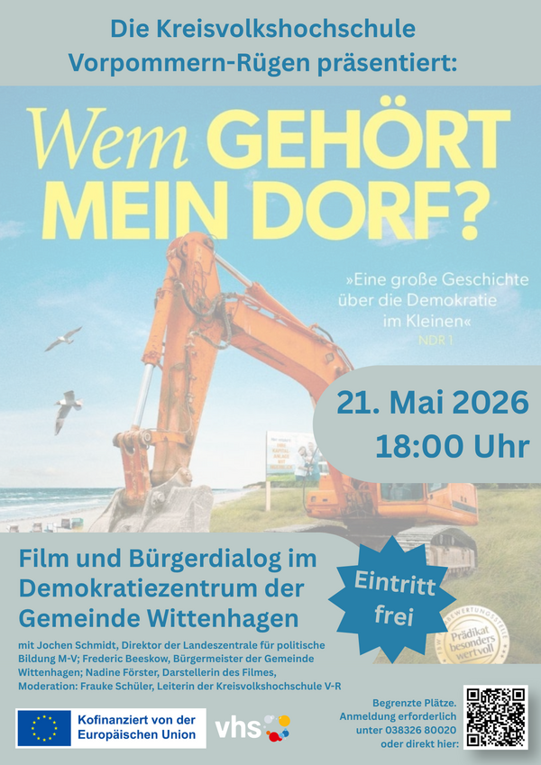 Film und B&uuml;rgerdialog im Demokratiezentrum der Gemeinde Wittenhagen 