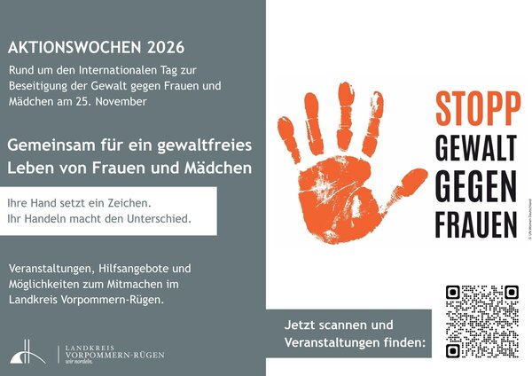 Plakat Aktionswochen 25. November 2026 in Vorpommern-R&uuml;gen